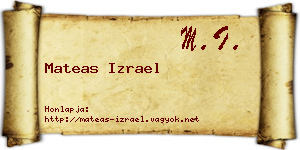 Mateas Izrael névjegykártya